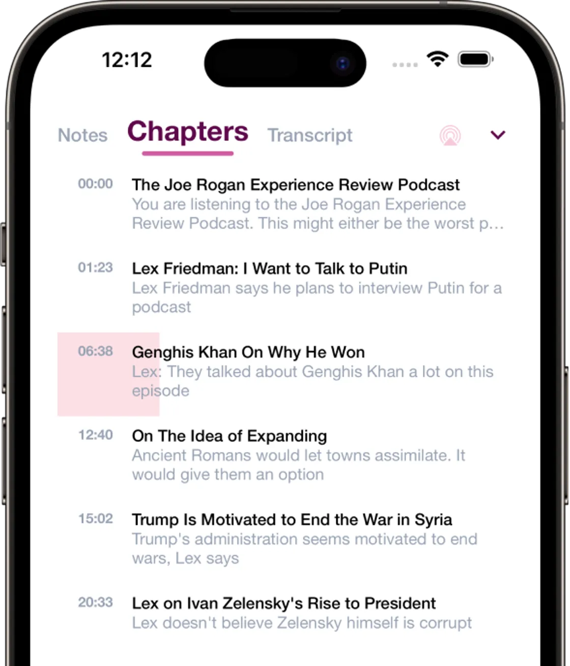 Enjoy AI-generated chapters and transcripts